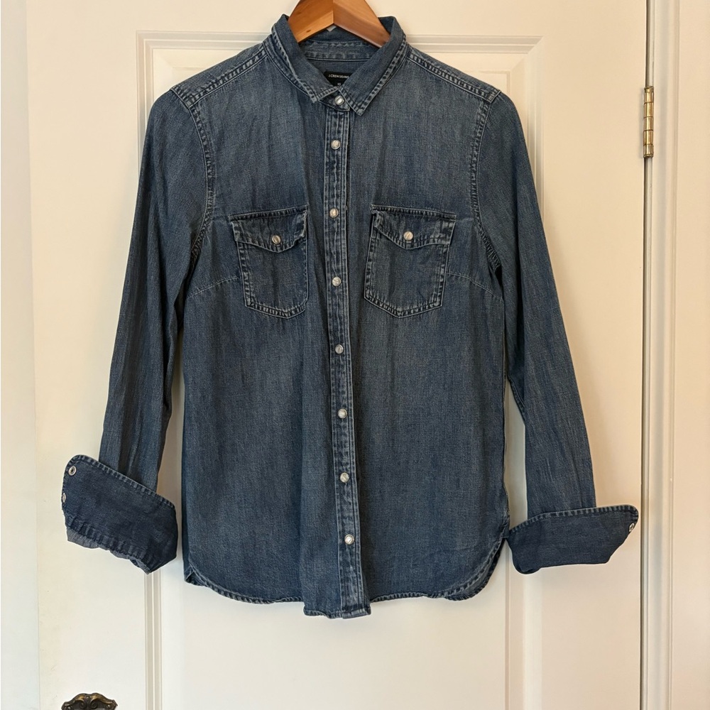 J. Crew Medium Wash Denim Button-Down Shirt
